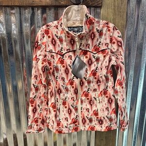 Powder River Floral Zip-Front Women's Jacket in Cream and Red